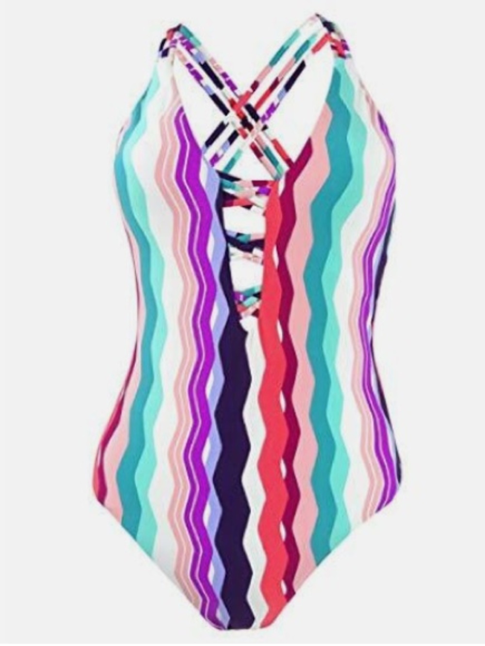 Bar III Waves Strappy High Leg One-Piece Swimsuit